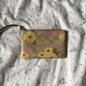 Coach Floral Tan Wristlet